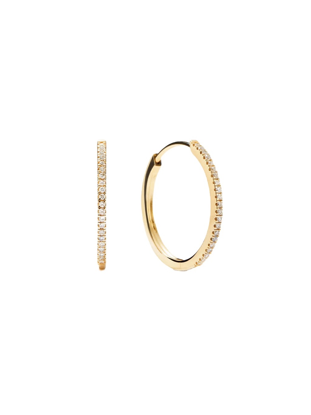 NWT Mejuri 14K Gold Pave Diamond Medium Hoops